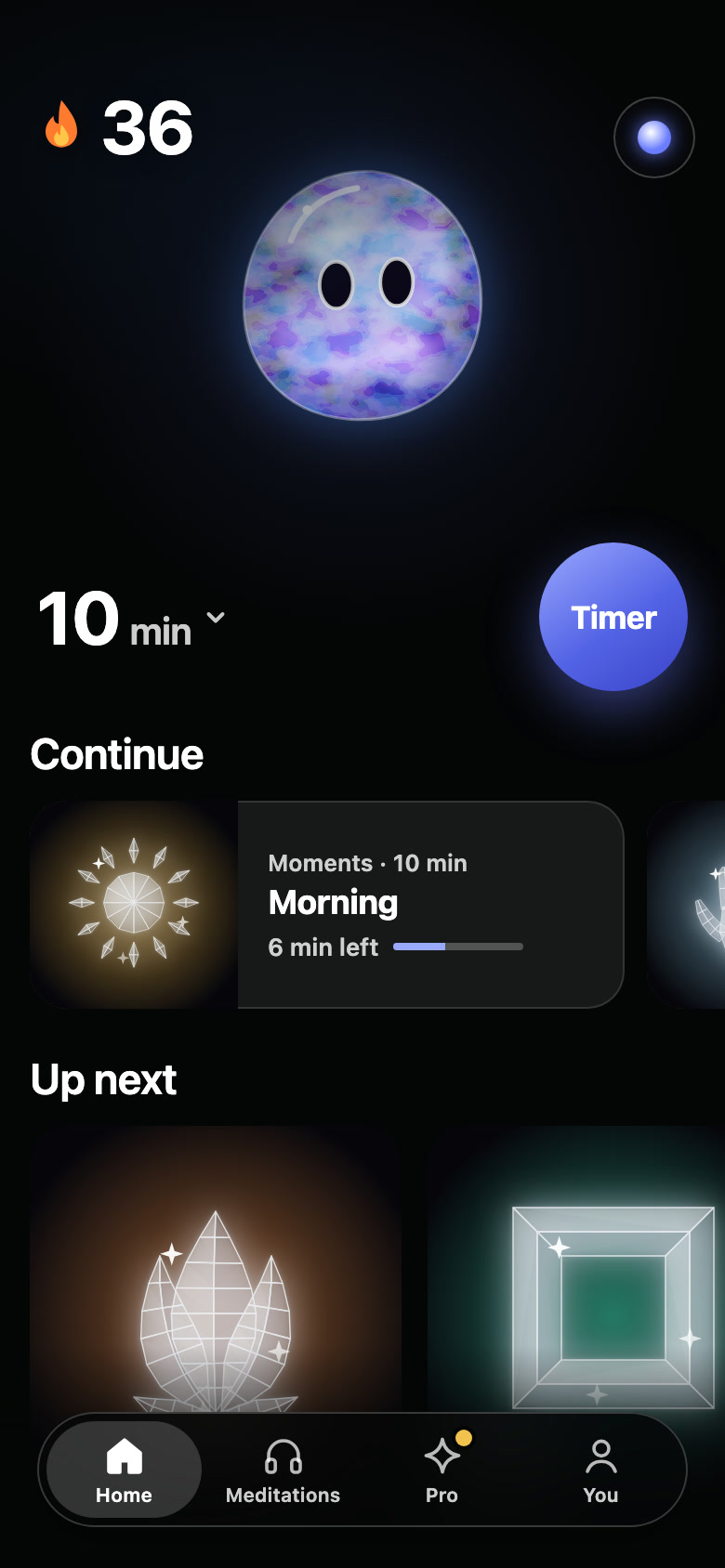 Stillside’s Home: Oro above the 10-minute Timer, a 36-day streak, and a session to continue